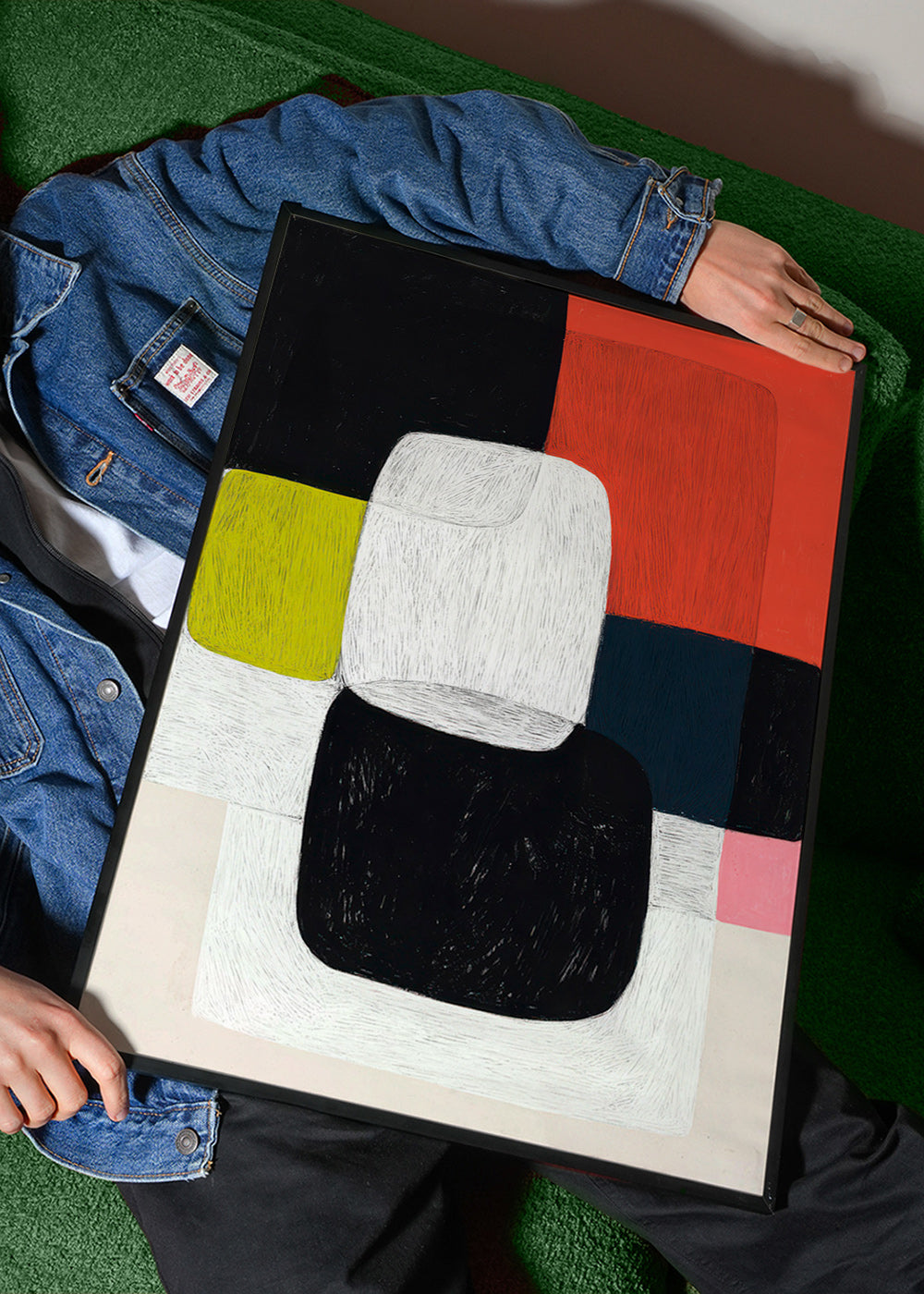 Cuadro geométrico de bloques y textura lineal – Product2