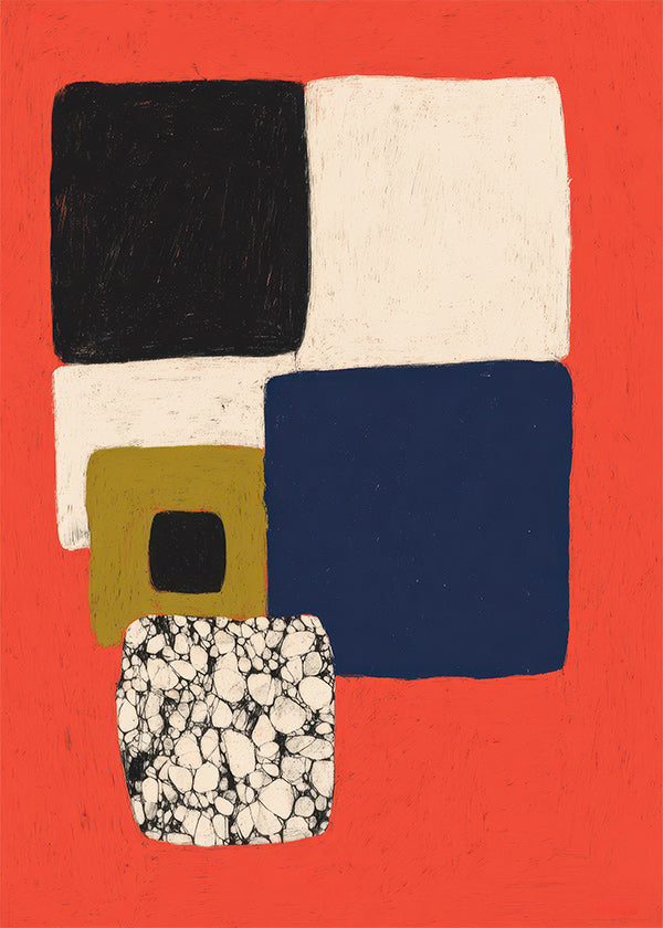 Cuadro geométrico en rojo y azul