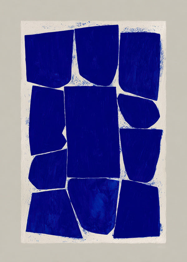 Cuadro abstracto en bloques azules