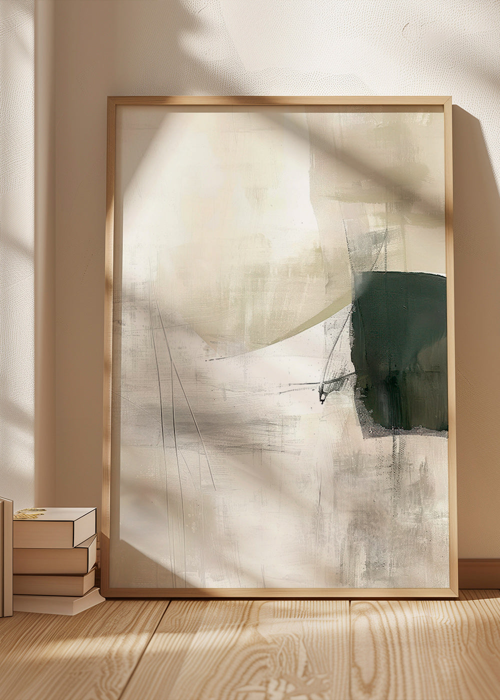 Cuadro abstracto minimalista con bloque verde – Product1