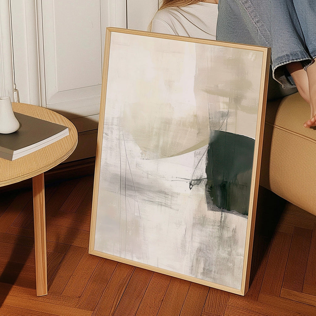 Cuadro abstracto minimalista con bloque verde – Product2