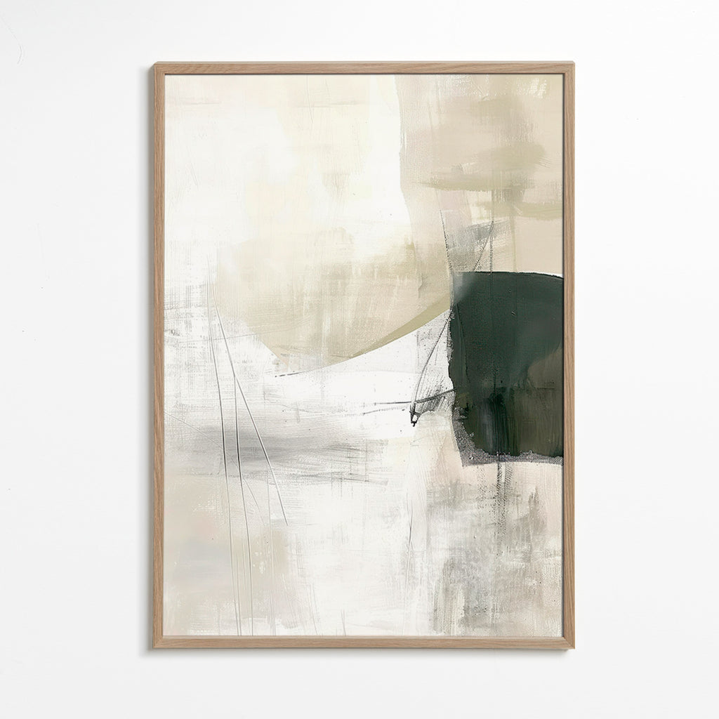 Cuadro abstracto minimalista con bloque verde – Oak Frame