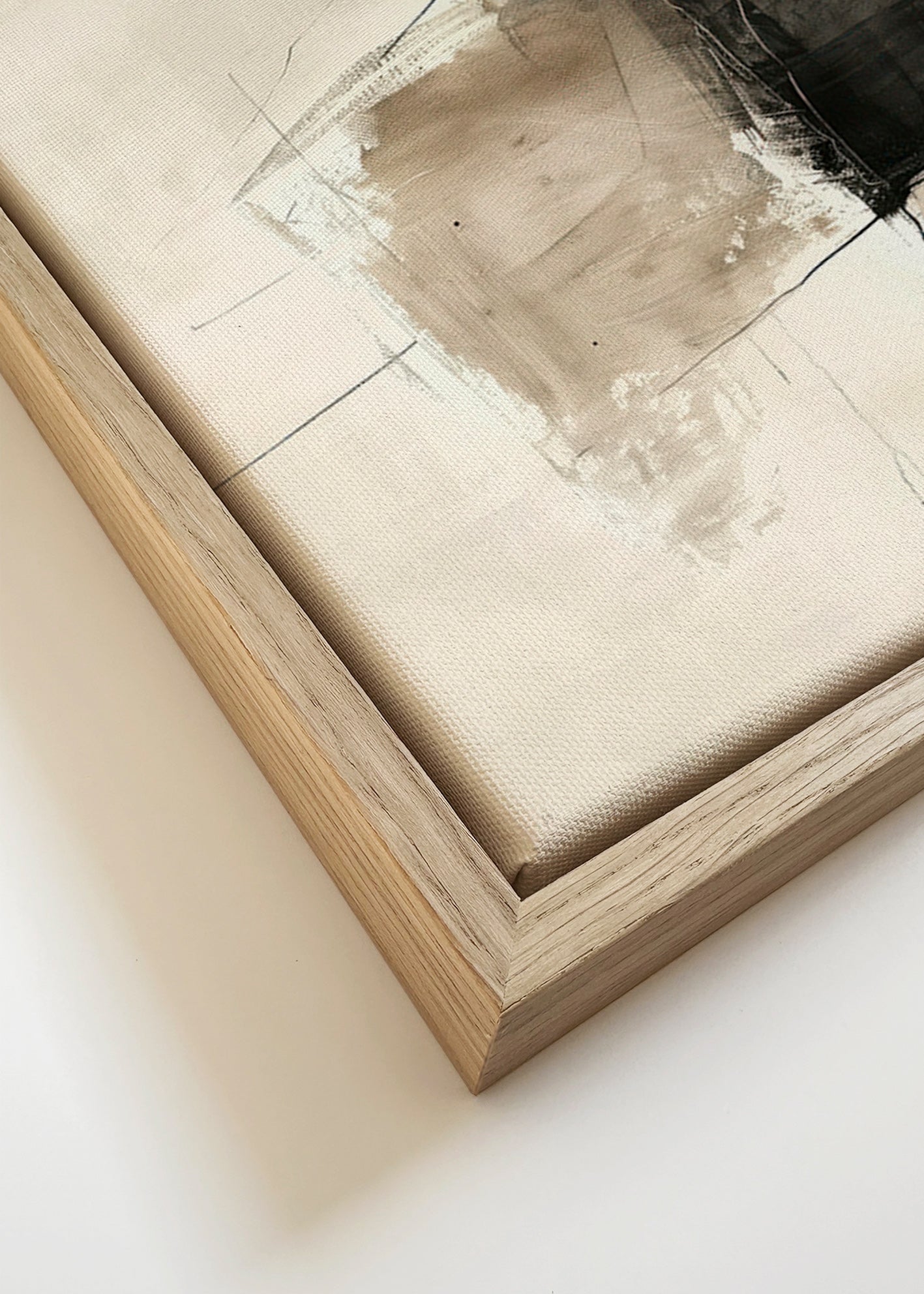 Cuadro abstracto con contraste oscuro y arenas – Canvas detail