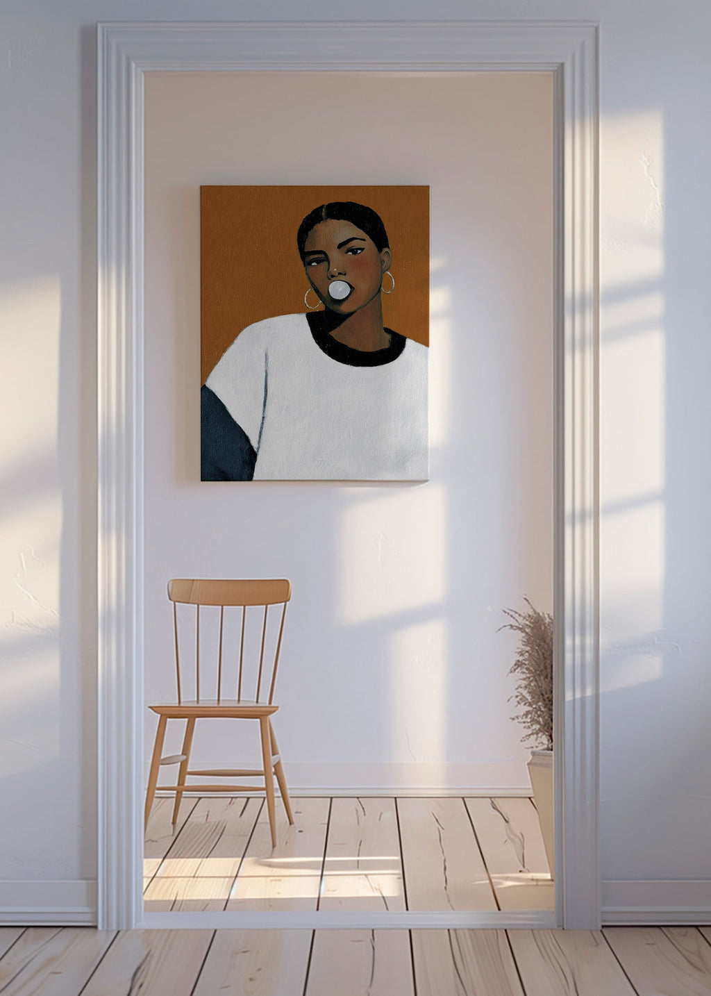 Ilustración retrato contemporánea con burbuja – Canvas