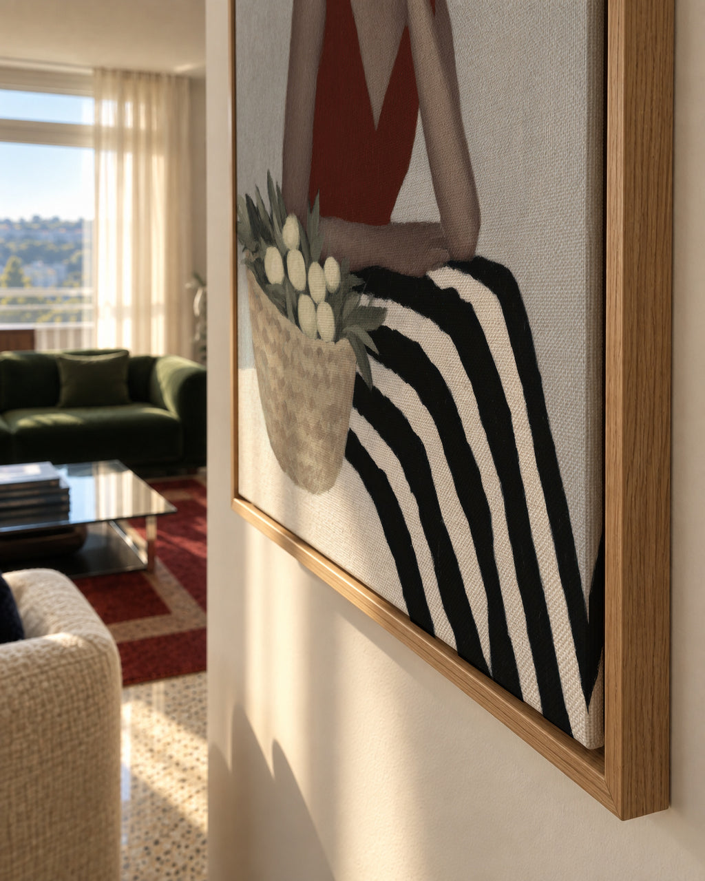 Red Velvet Dress - Framed canvas detail