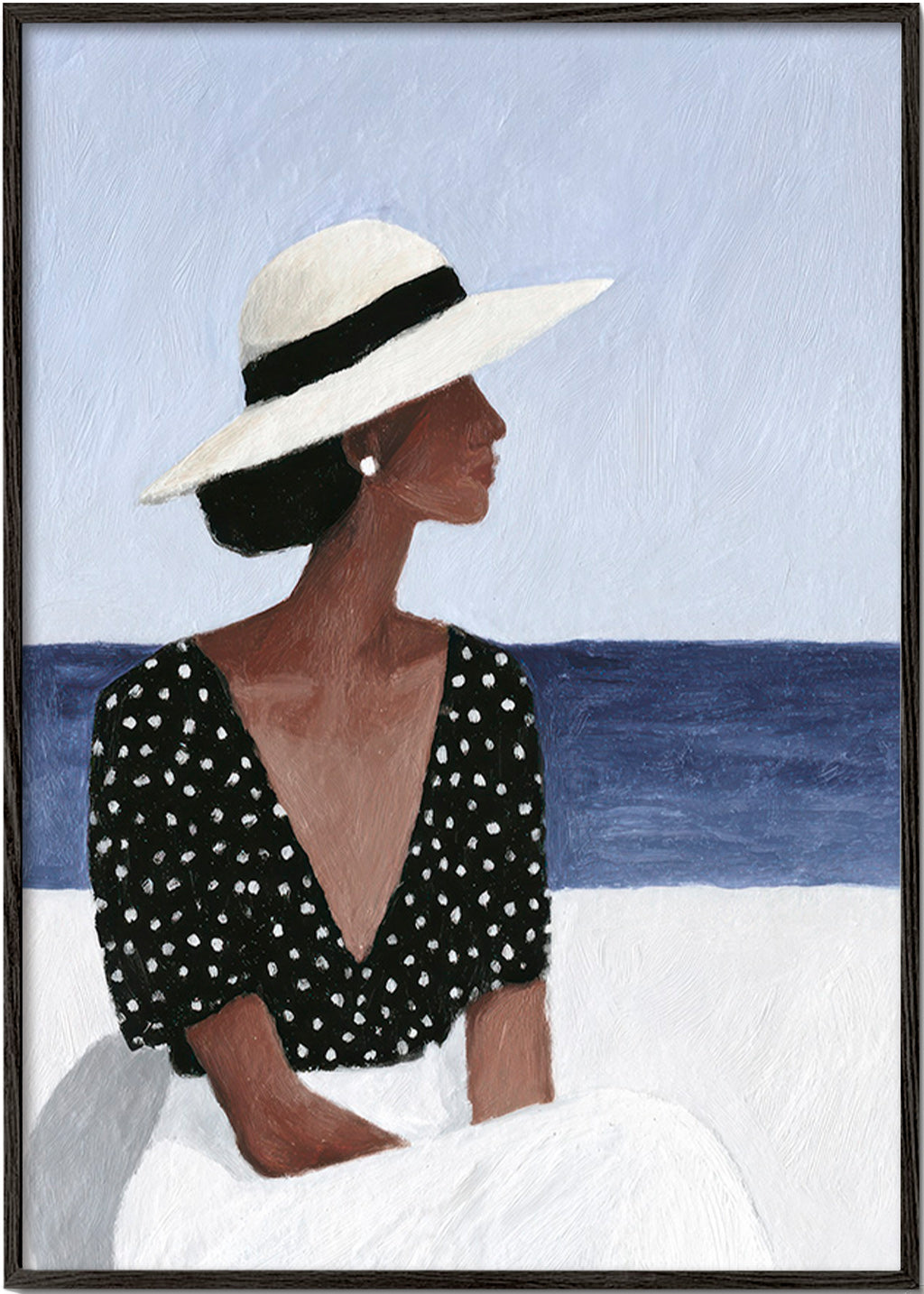 Ilustración de figura femenina con sombrero – Black Frame