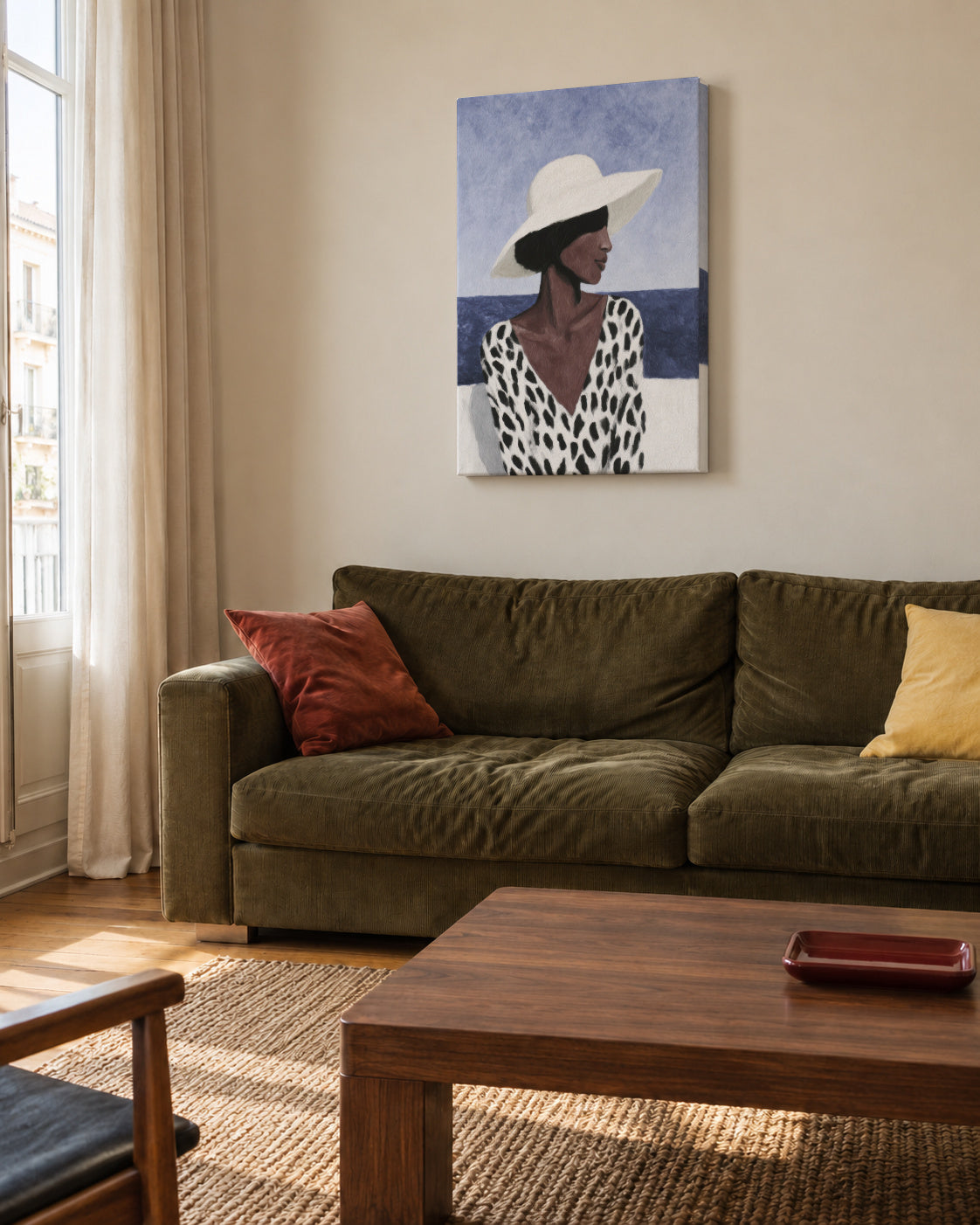 Polka Dot Breeze - Unframed canvas in an interior