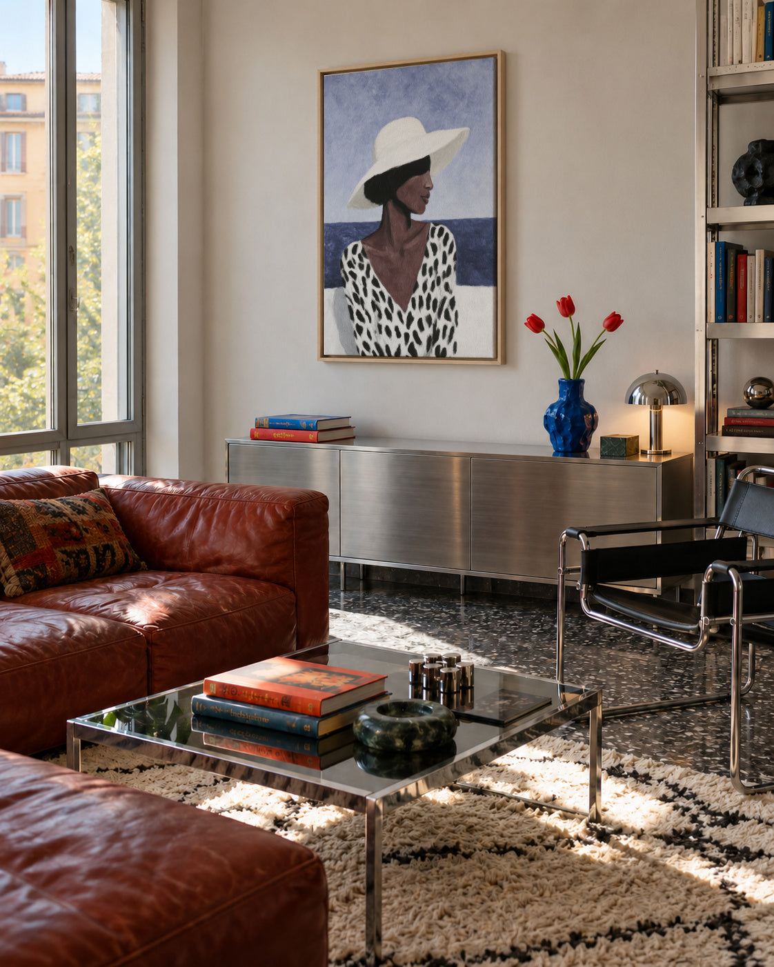 Polka Dot Breeze - Framed canvas in an interior