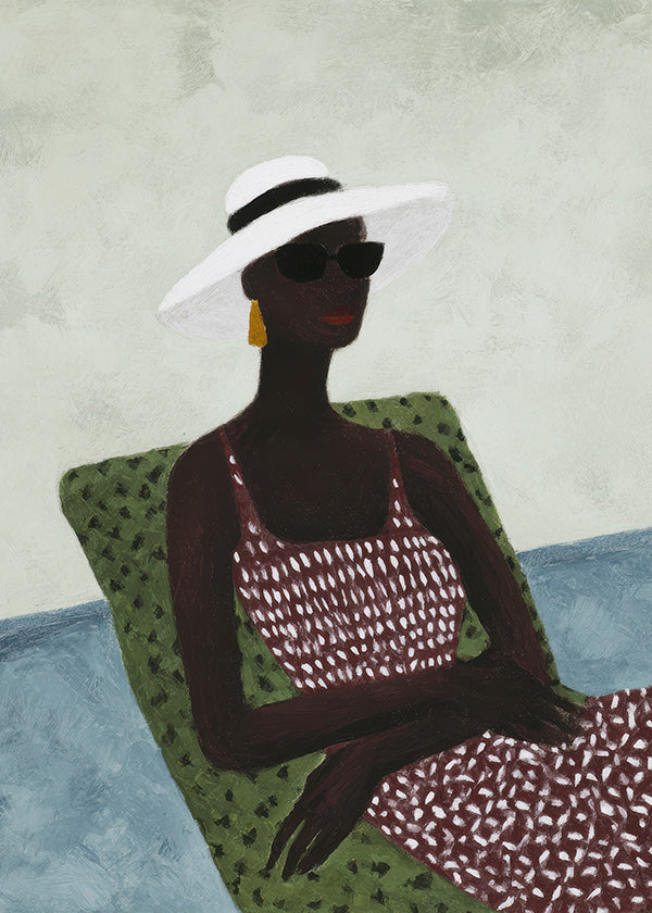 Ilustración elegante con figura reclinada y sombrero