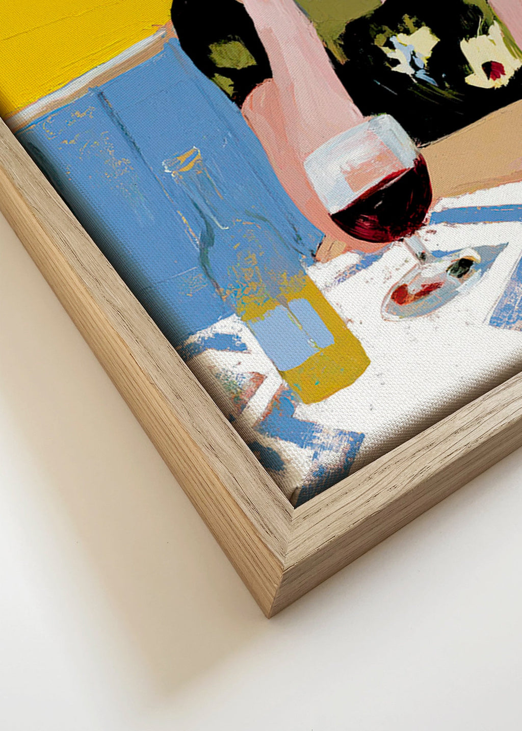 Cuadro de cocina: mujer con cóctel en mesa – Canvas detail