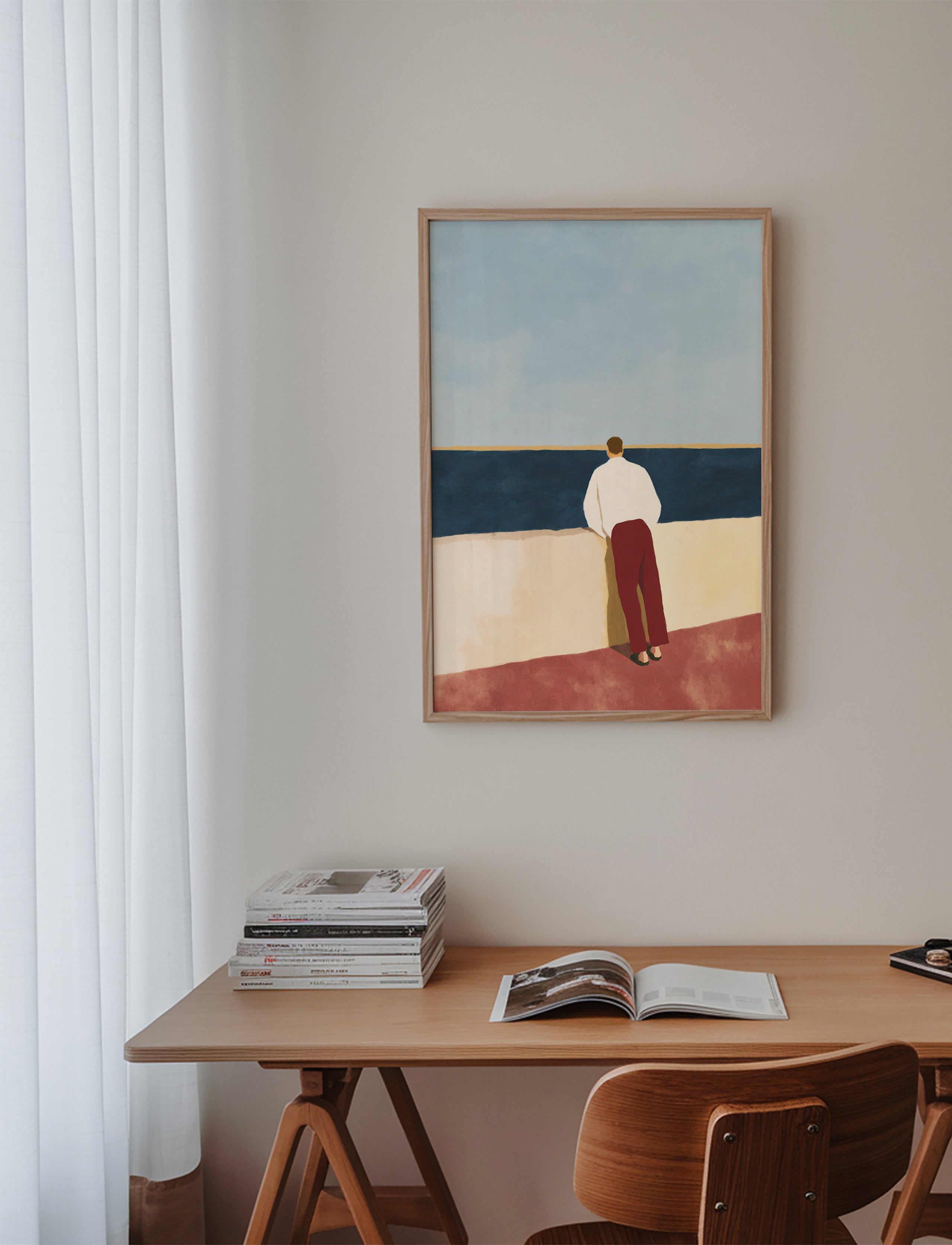 Cuadro de paisaje con figura mirando al mar – Product2