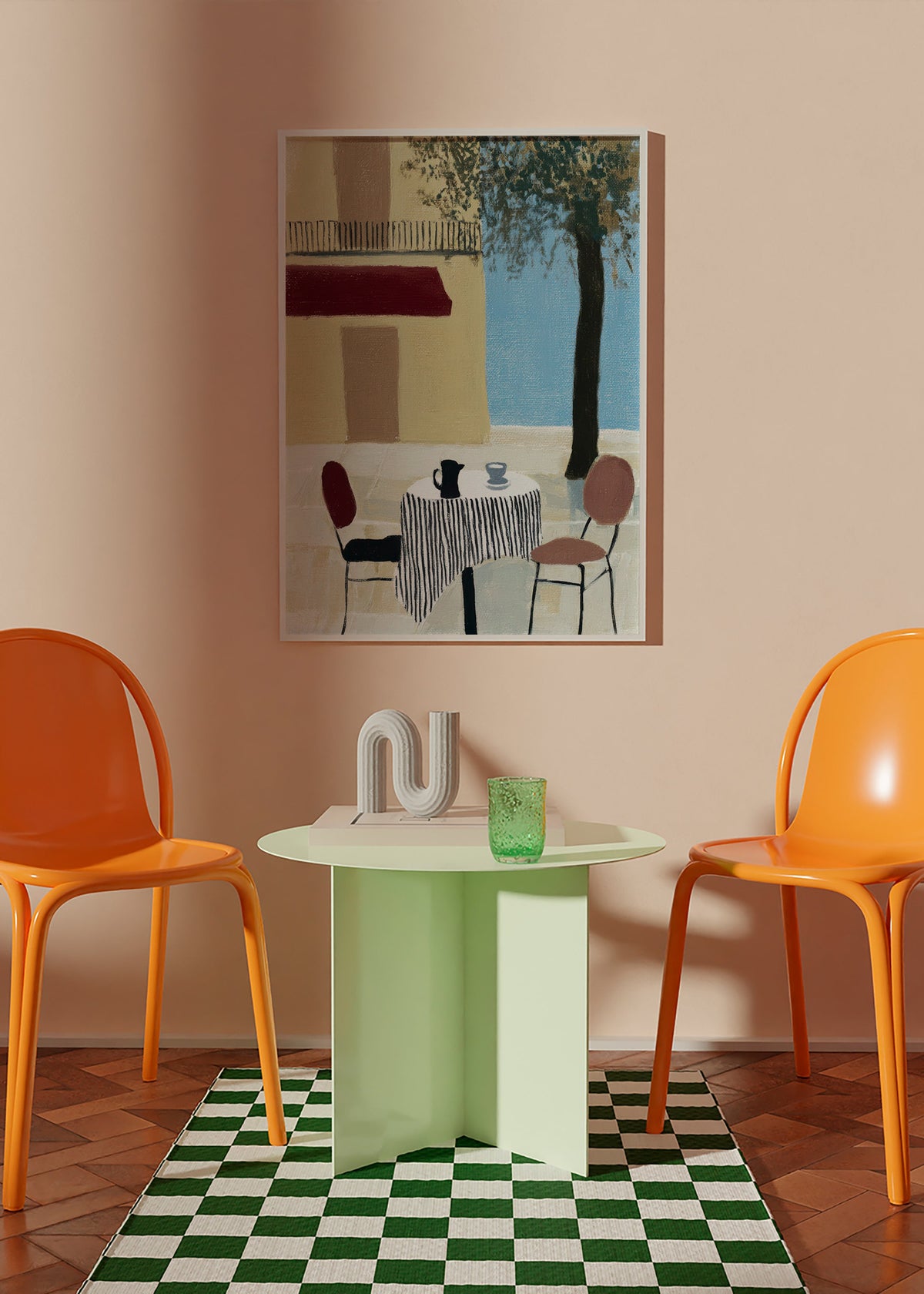 Cuadro de cocina con terraza y mesa bajo toldo – Product1