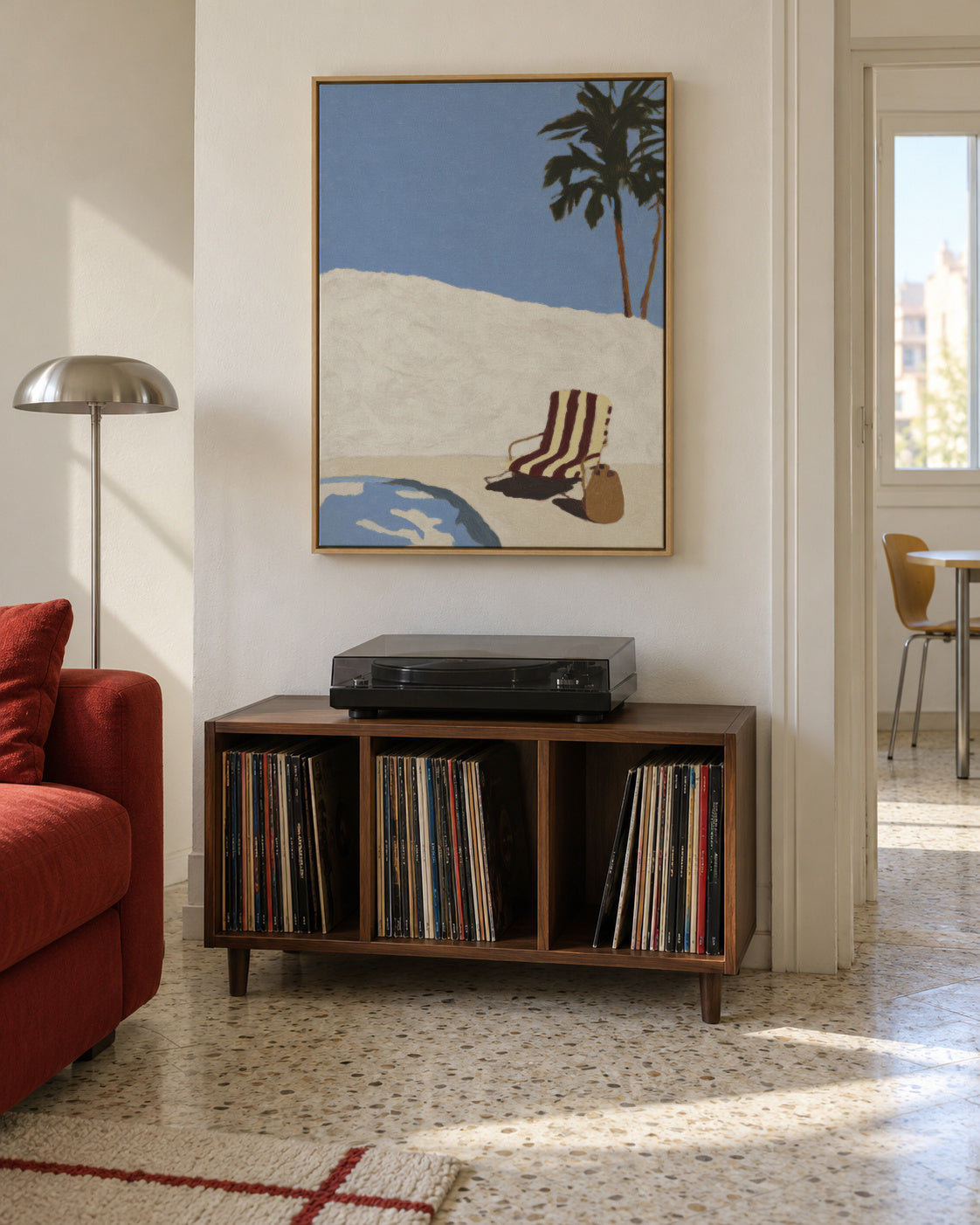 Poolside Solitude - Framed canvas in an interior