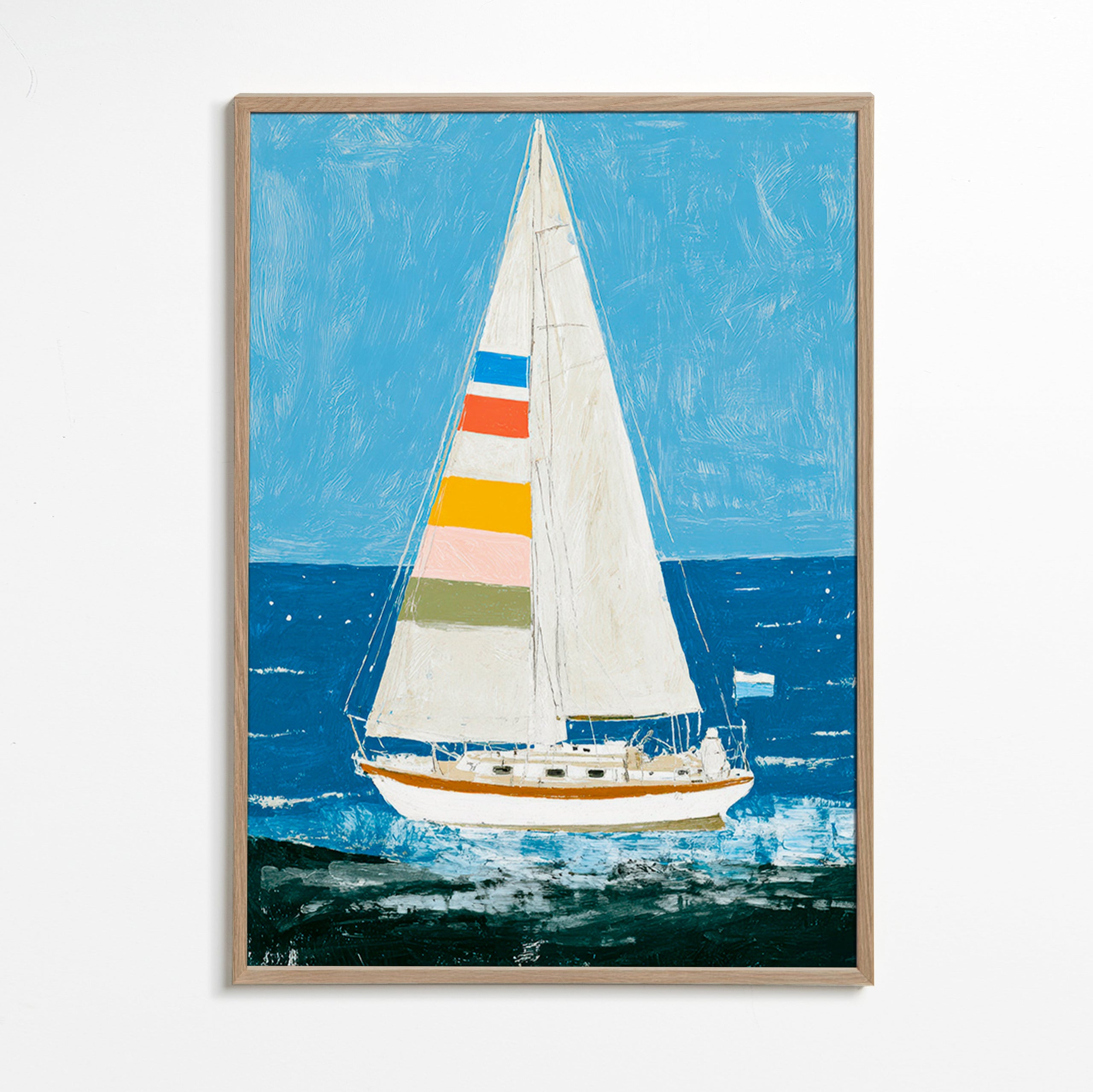 Ilustración: velero con velas de colores – Oak Frame