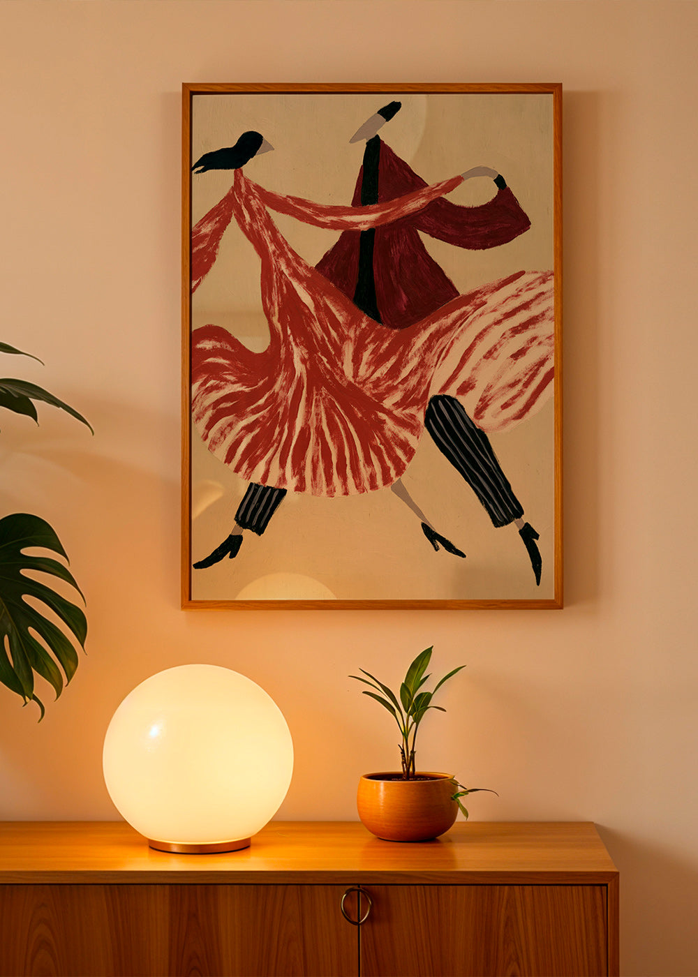 Œuvre abstraite de danseuses en mouvement