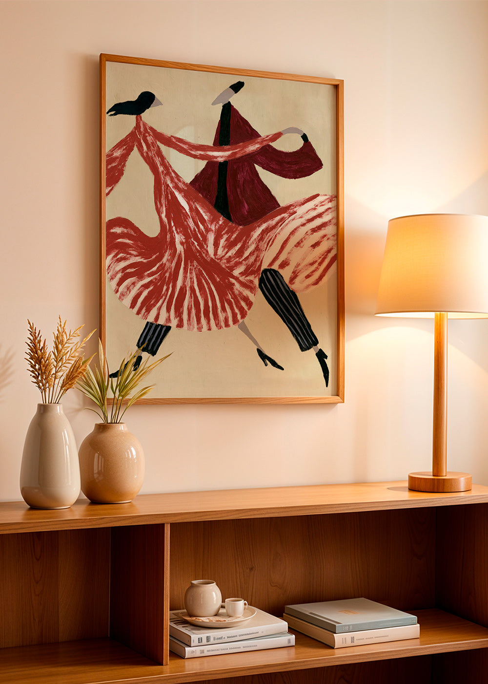Œuvre abstraite de danseuses en mouvement