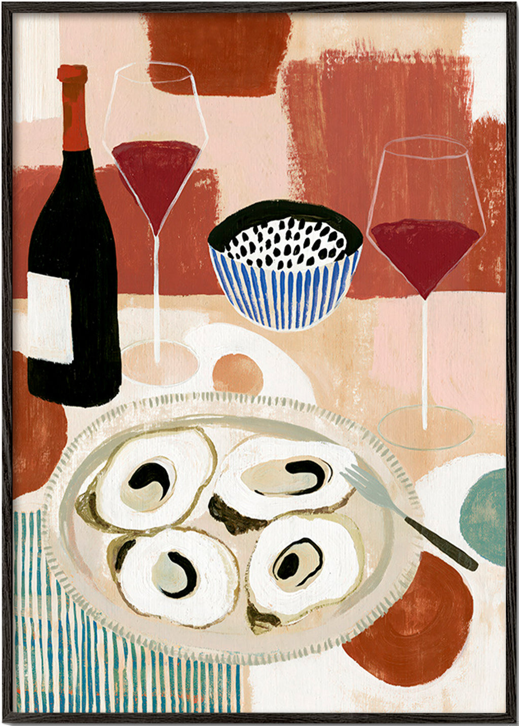Art de cuisine : huîtres et vin en nature morte