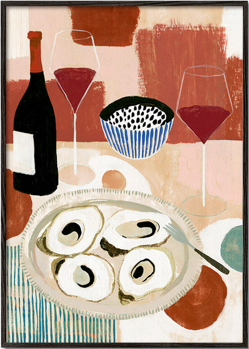 Art de cuisine : huîtres et vin en nature morte