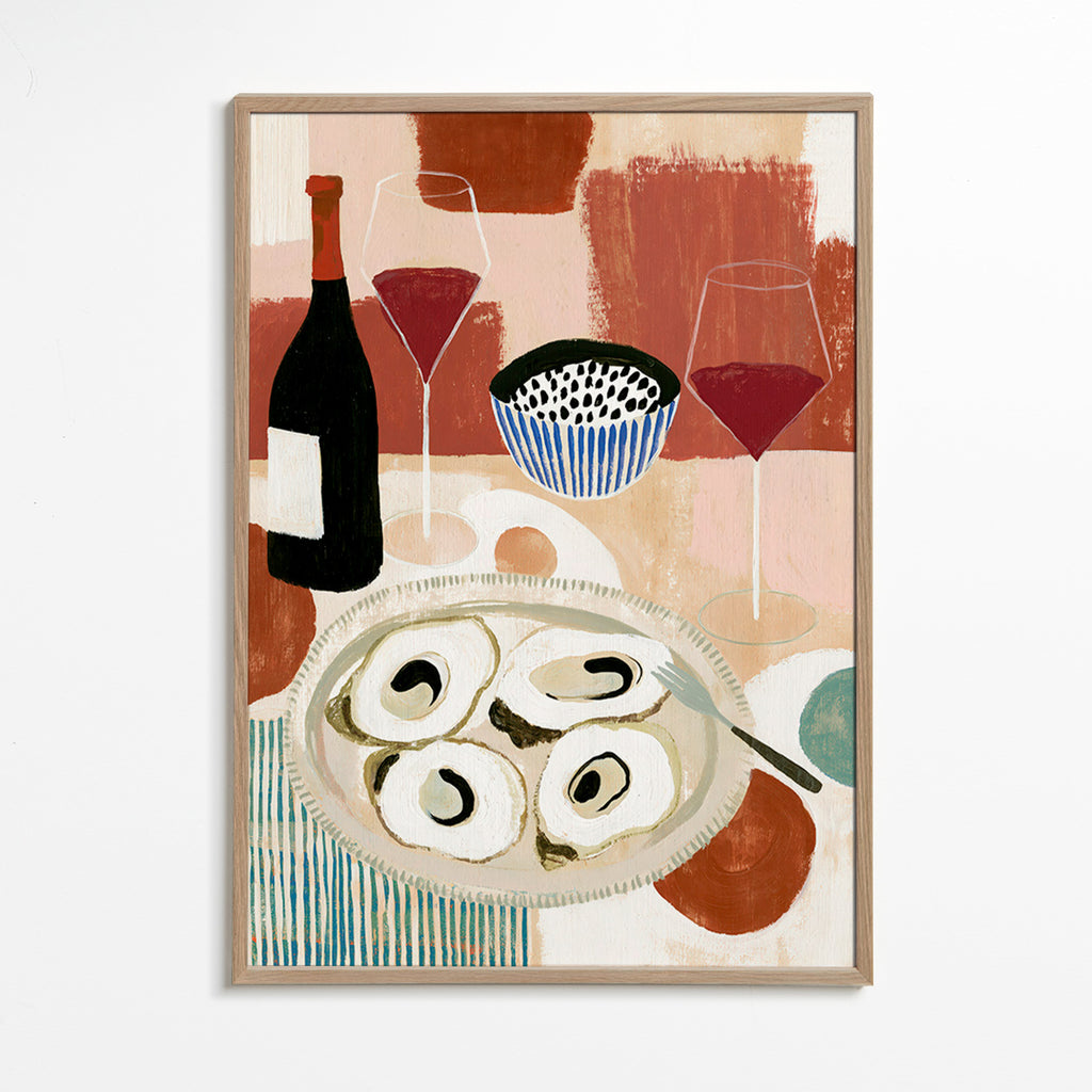 Art de cuisine : huîtres et vin en nature morte
