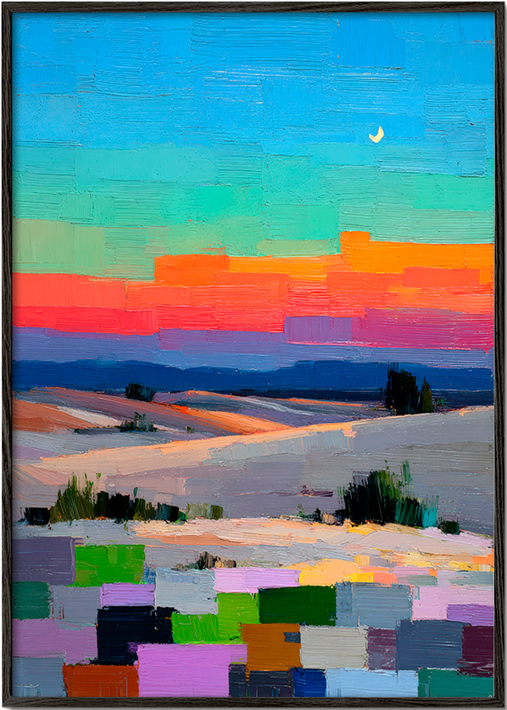 Paysage colorfield avec lune