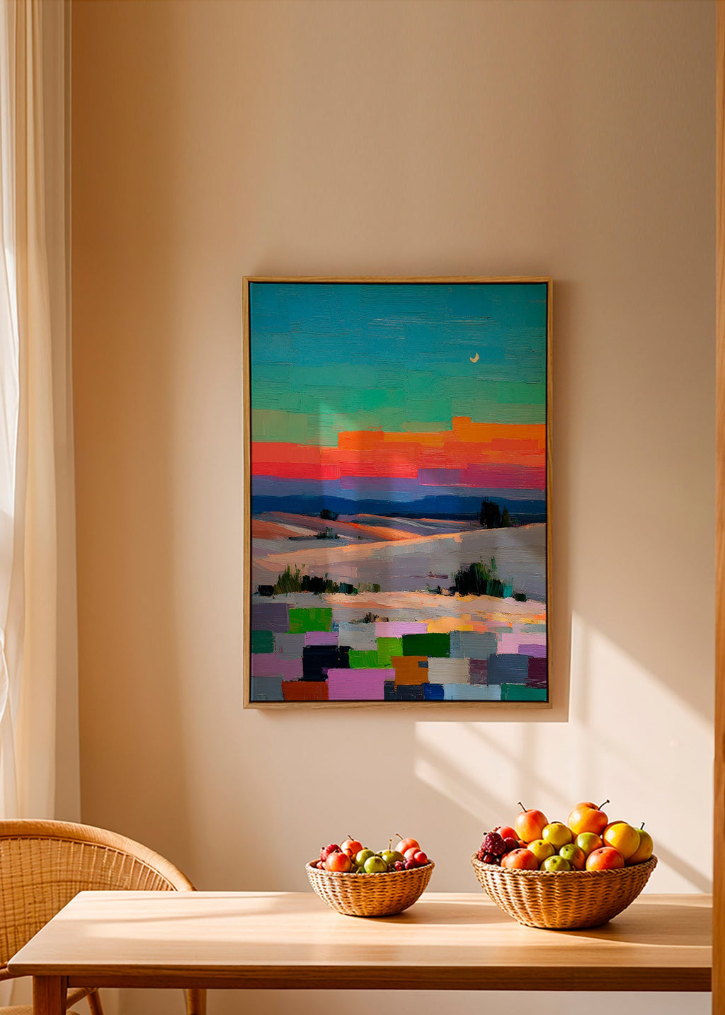 Paysage colorfield avec lune