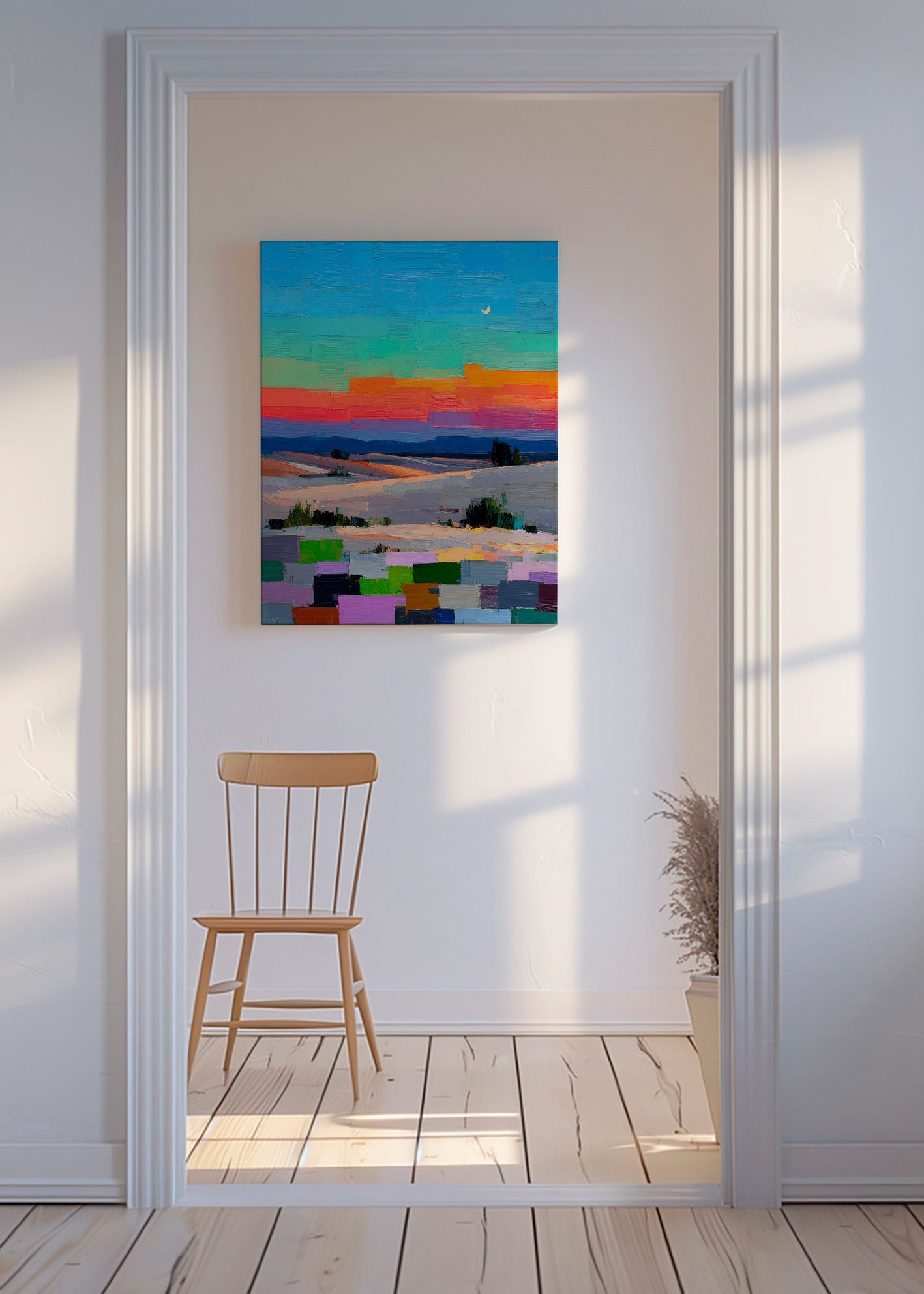 Paysage colorfield avec lune