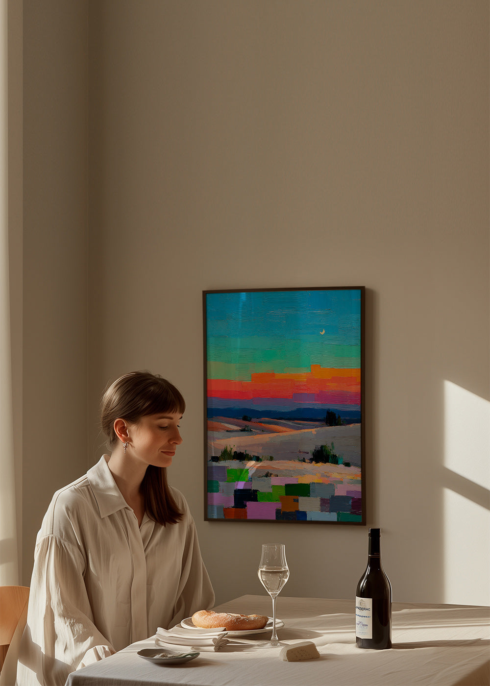 Paysage colorfield avec lune