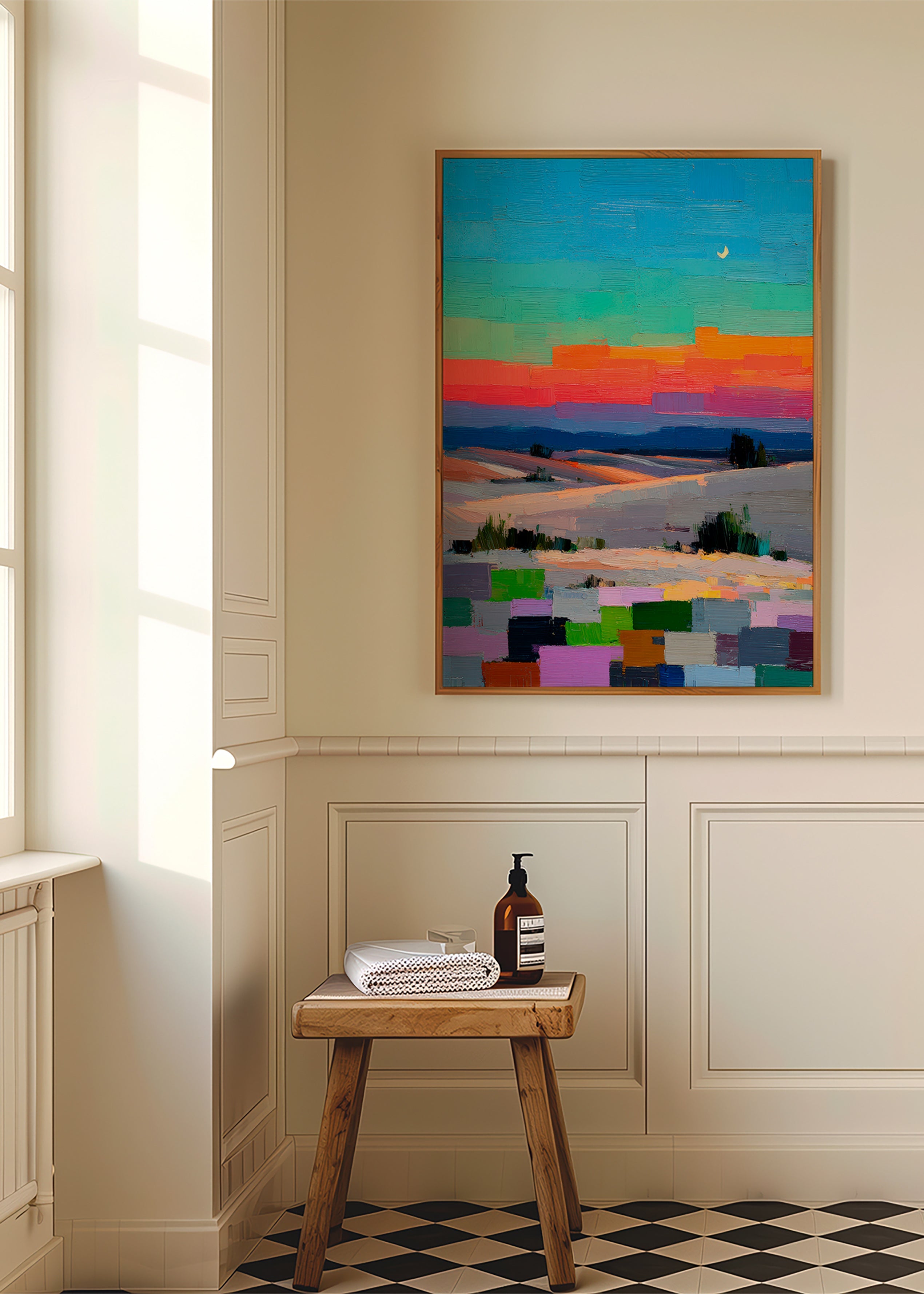 Paysage colorfield avec lune
