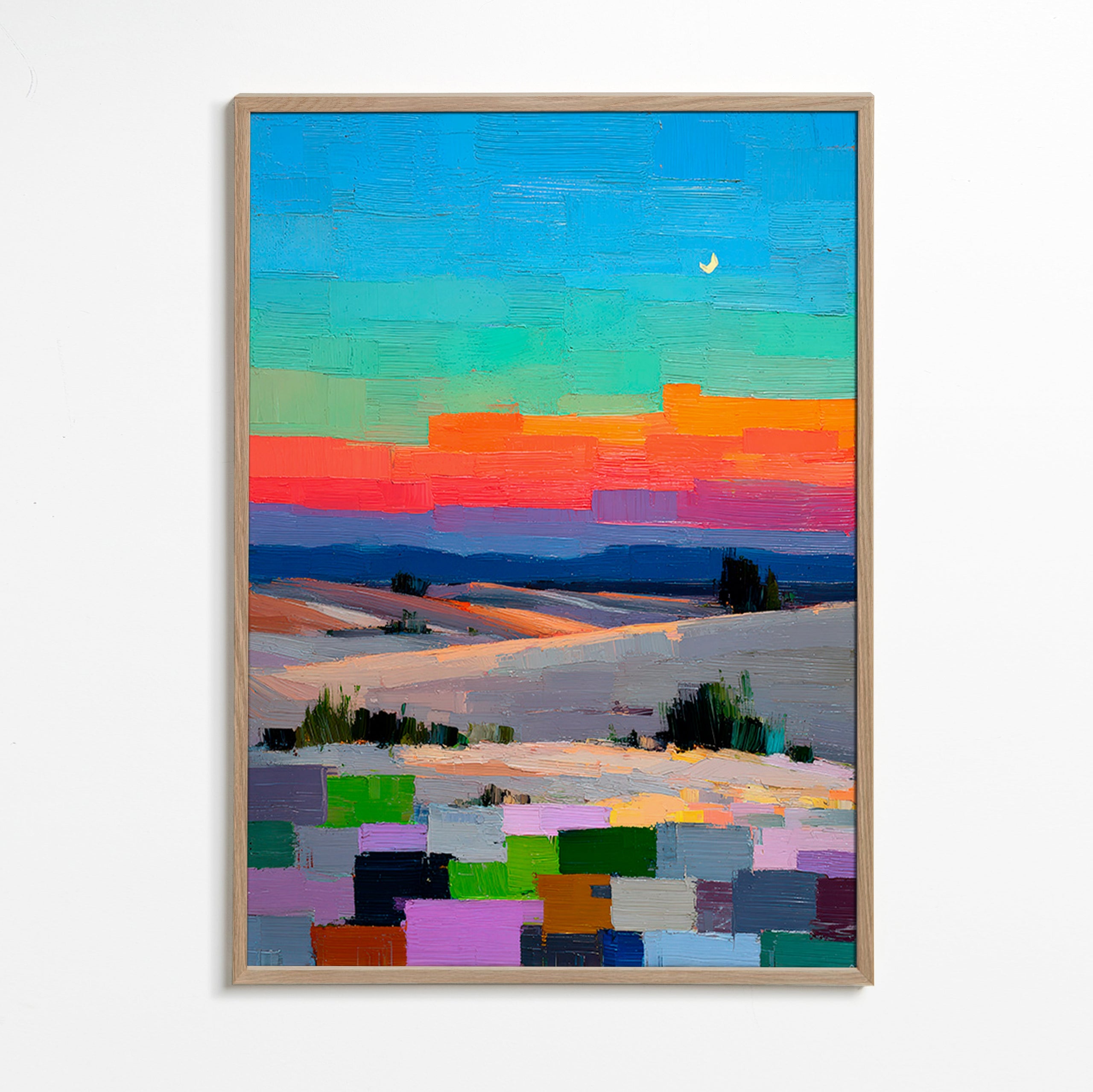 Paysage colorfield avec lune