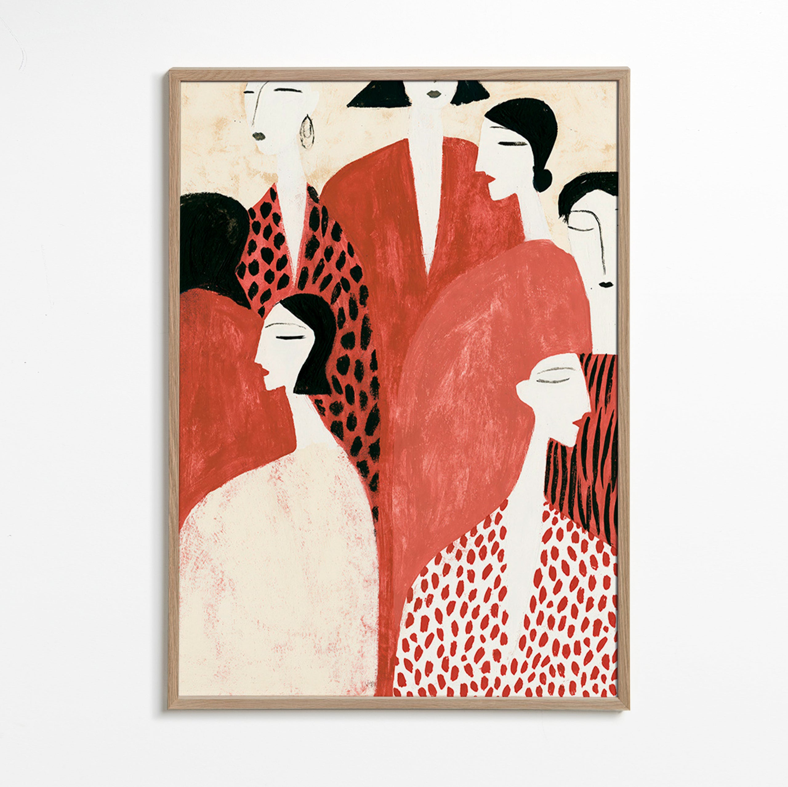 Illustration de silhouettes terracotta con motifs graphiques