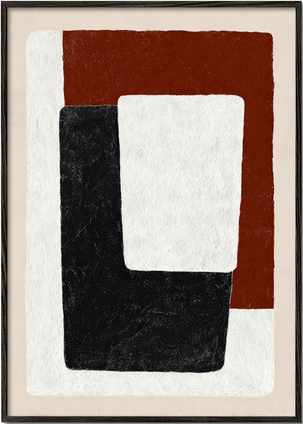 Tableau abstrait blocs terracotta et noir