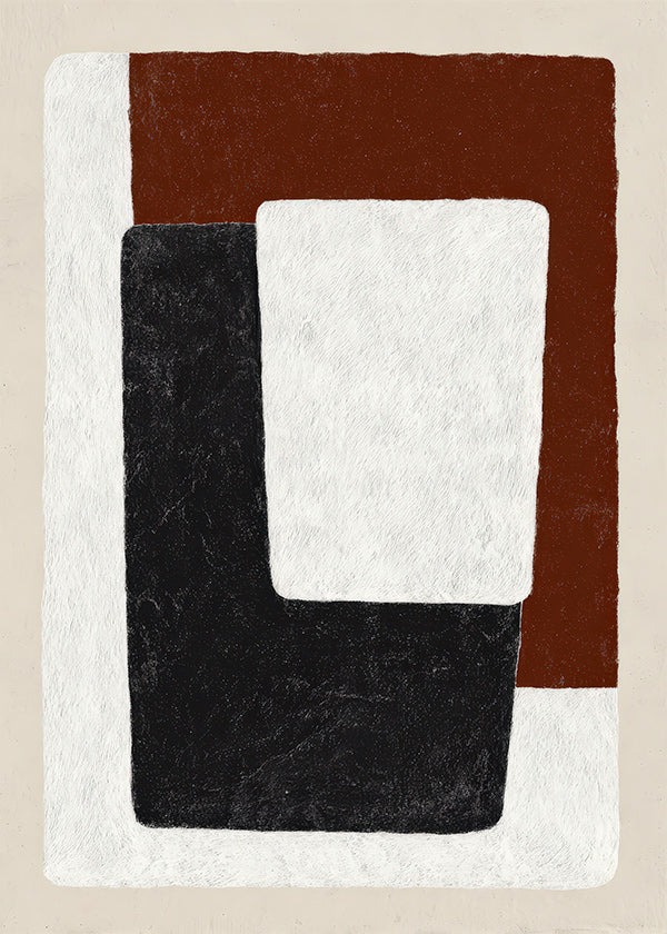 Tableau abstrait blocs terracotta et noir