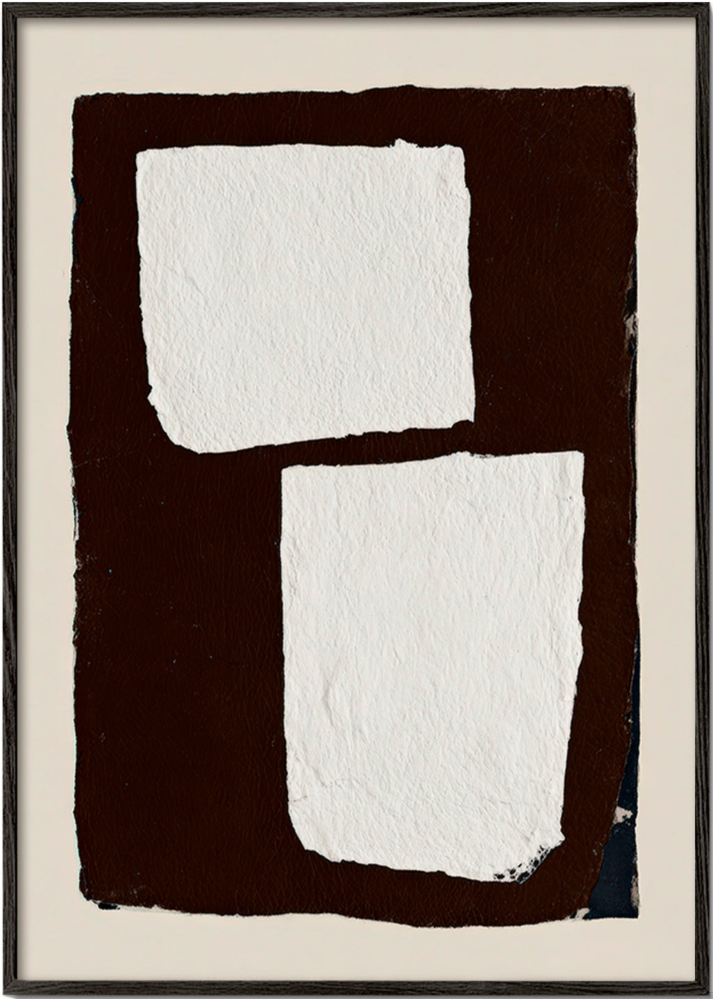 Tableau abstrait mocha con blocs blancs