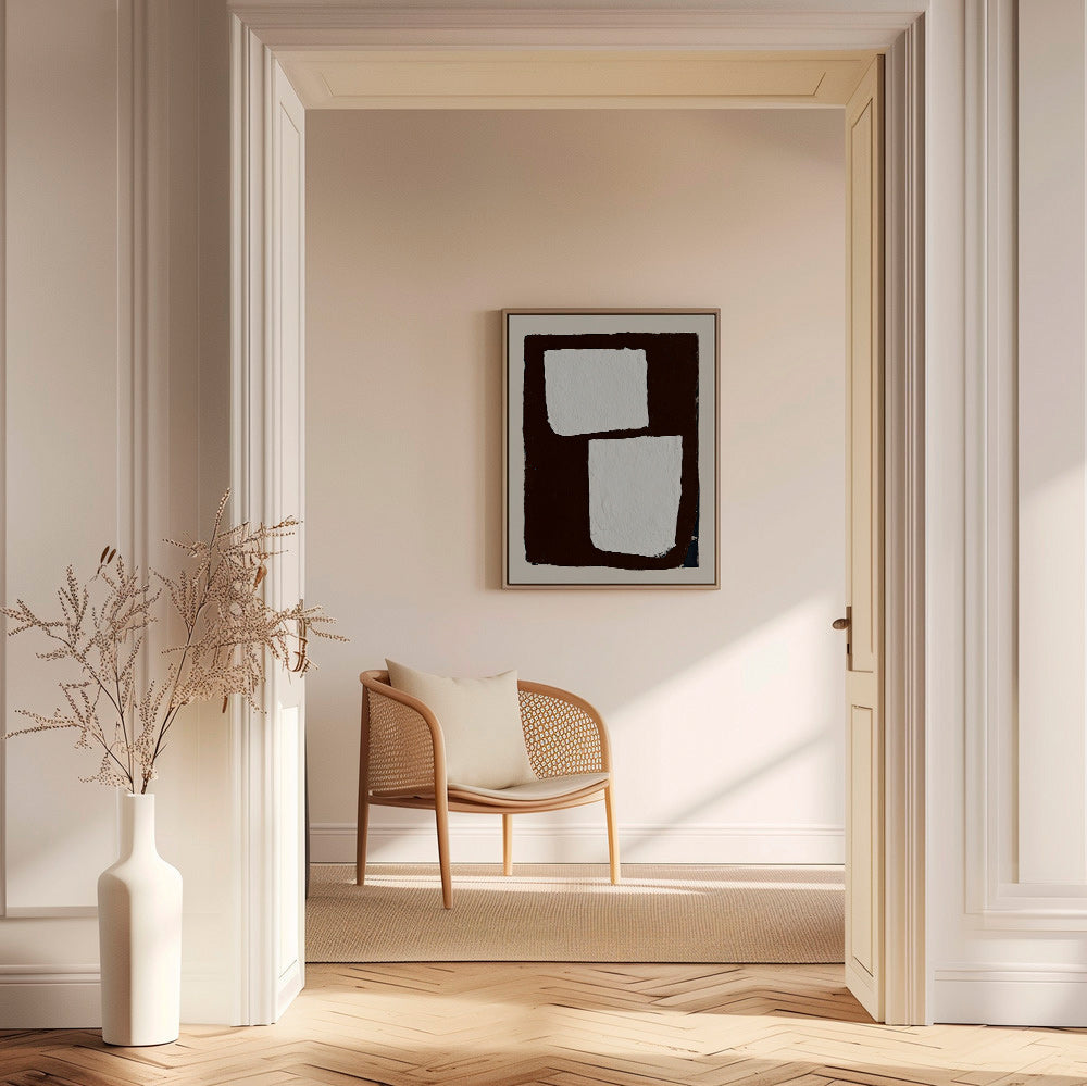 Tableau abstrait mocha con blocs blancs
