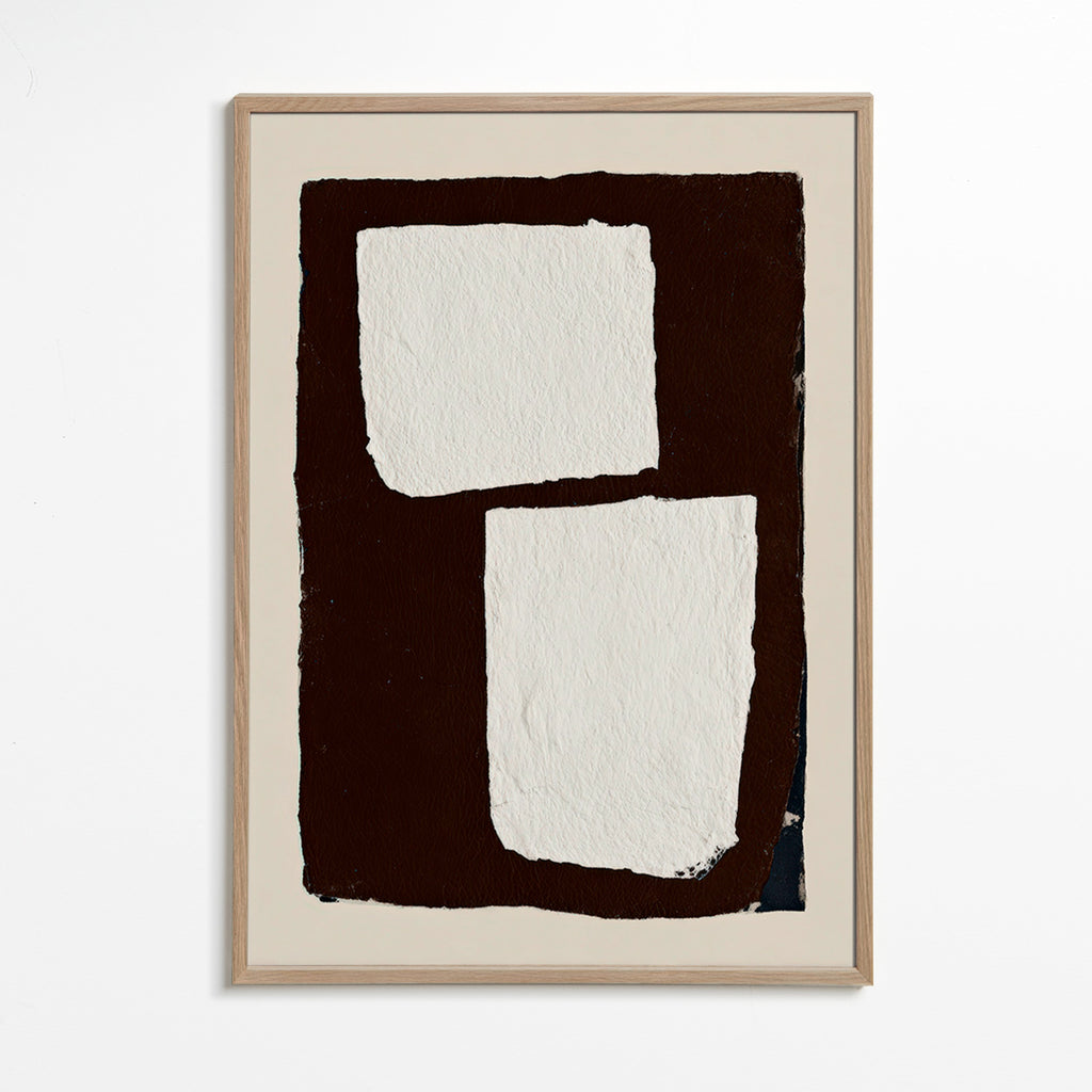 Tableau abstrait mocha con blocs blancs