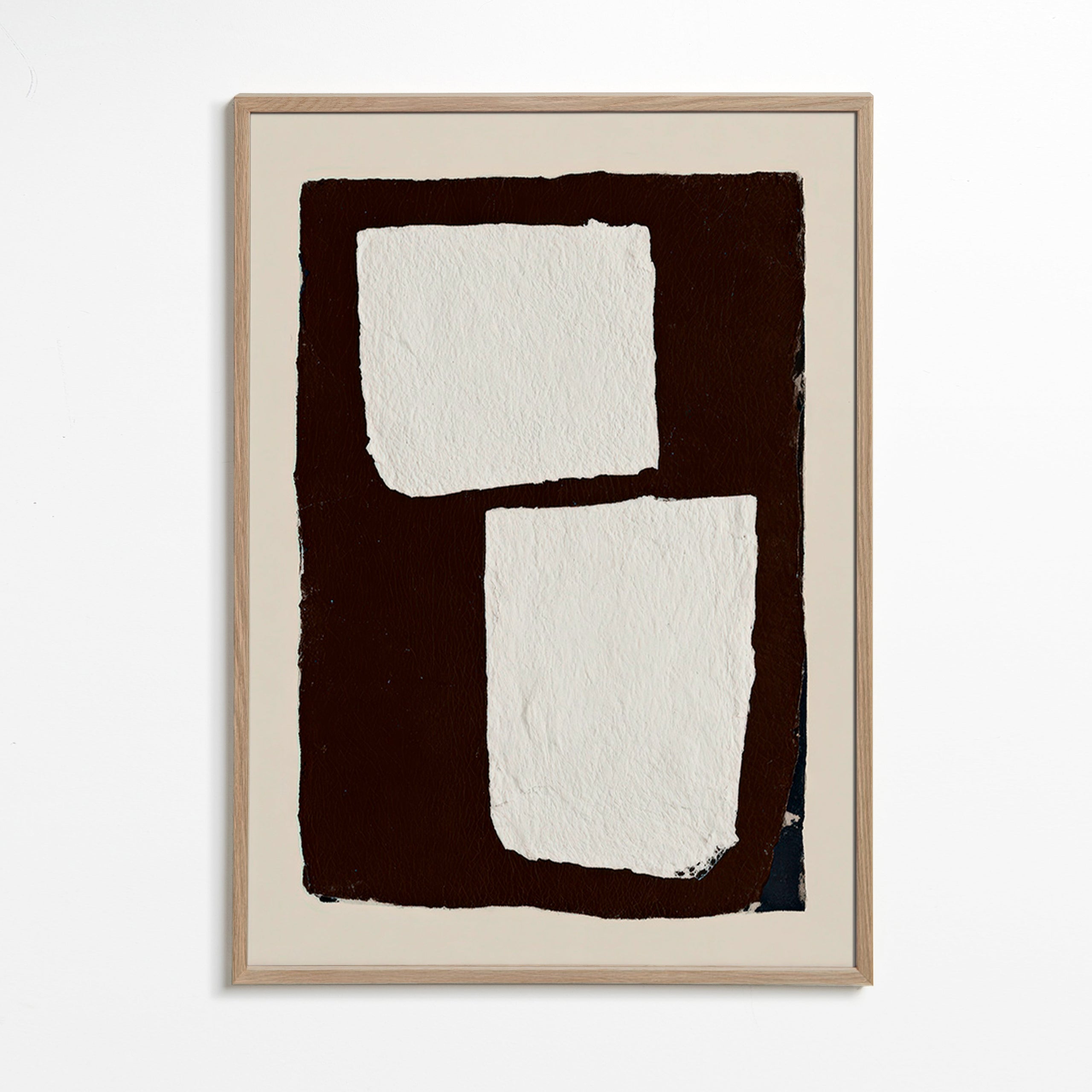 Tableau abstrait mocha con blocs blancs