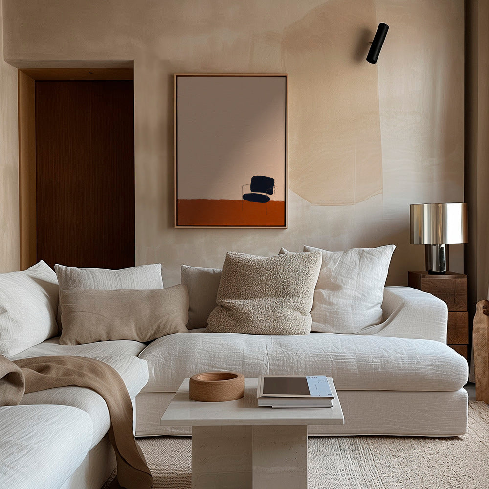 Affiche minimaliste chaise sur sol ocre