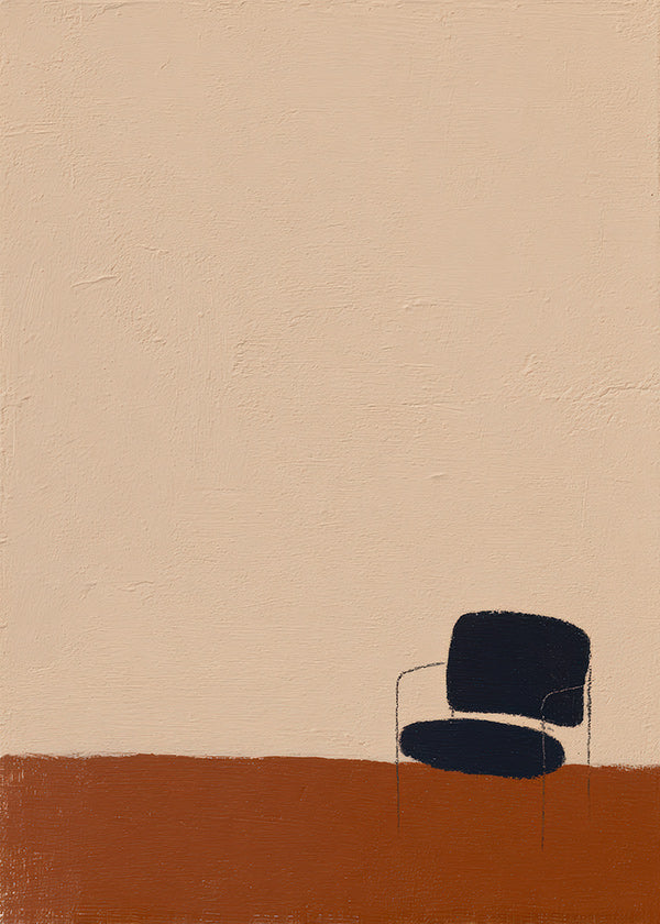 Affiche minimaliste chaise sur sol ocre