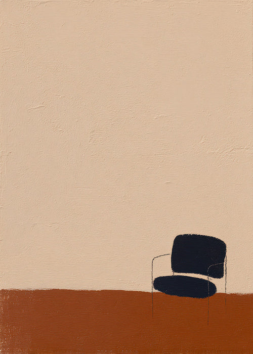 Affiche minimaliste chaise sur sol ocre