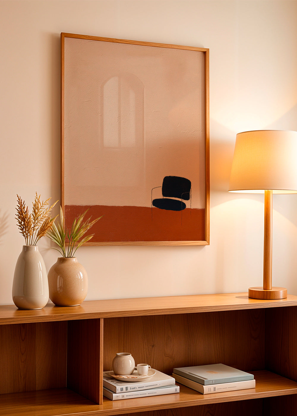 Affiche minimaliste chaise sur sol ocre