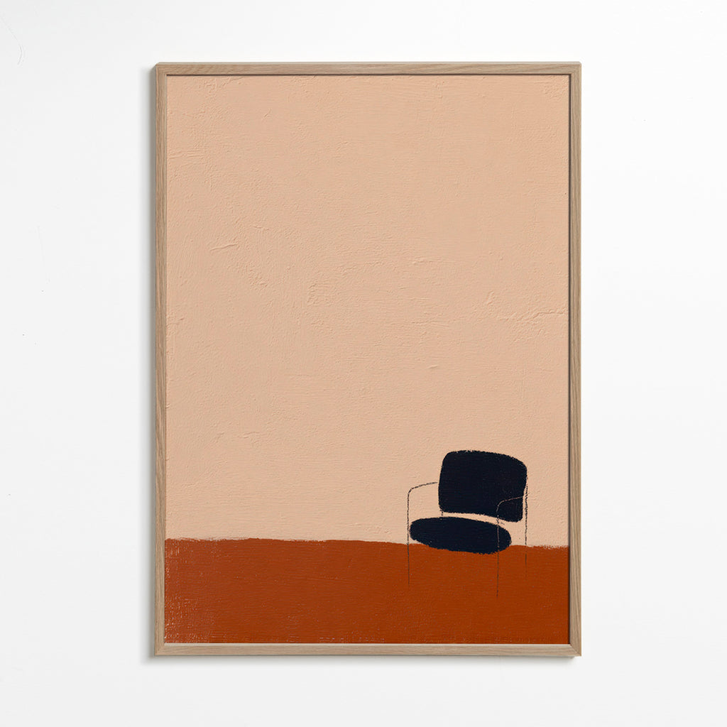 Affiche minimaliste chaise sur sol ocre