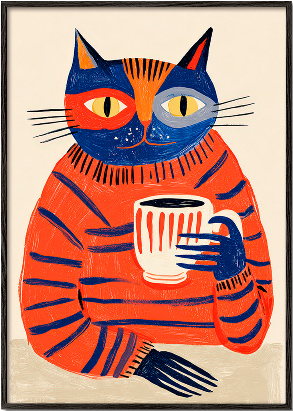 Art de cuisine: chat au café