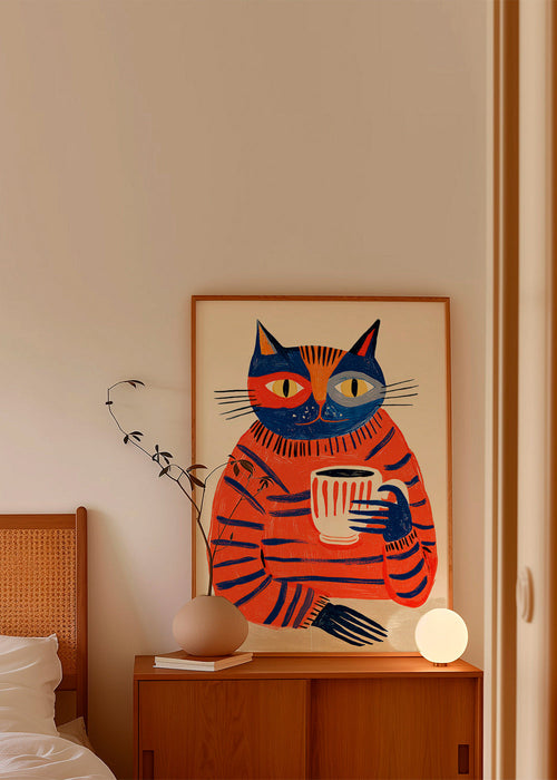 Art de cuisine: chat au café