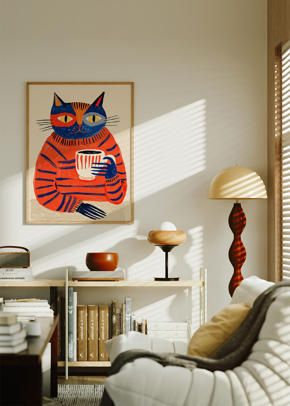 Art de cuisine: chat au café