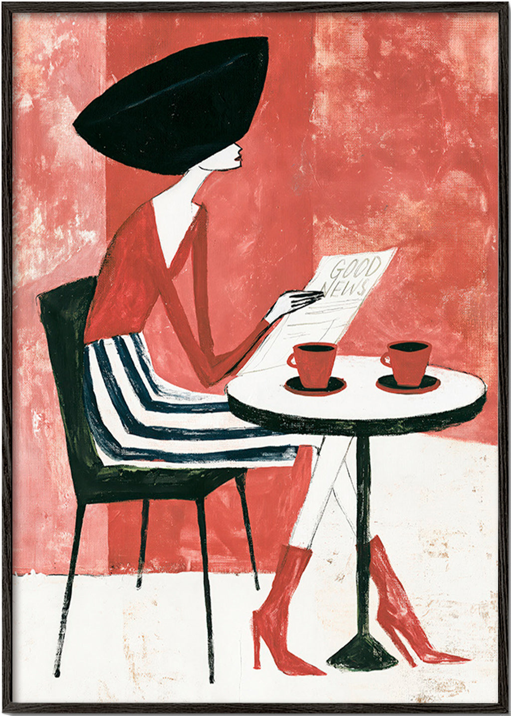 Art de cuisine femme au café