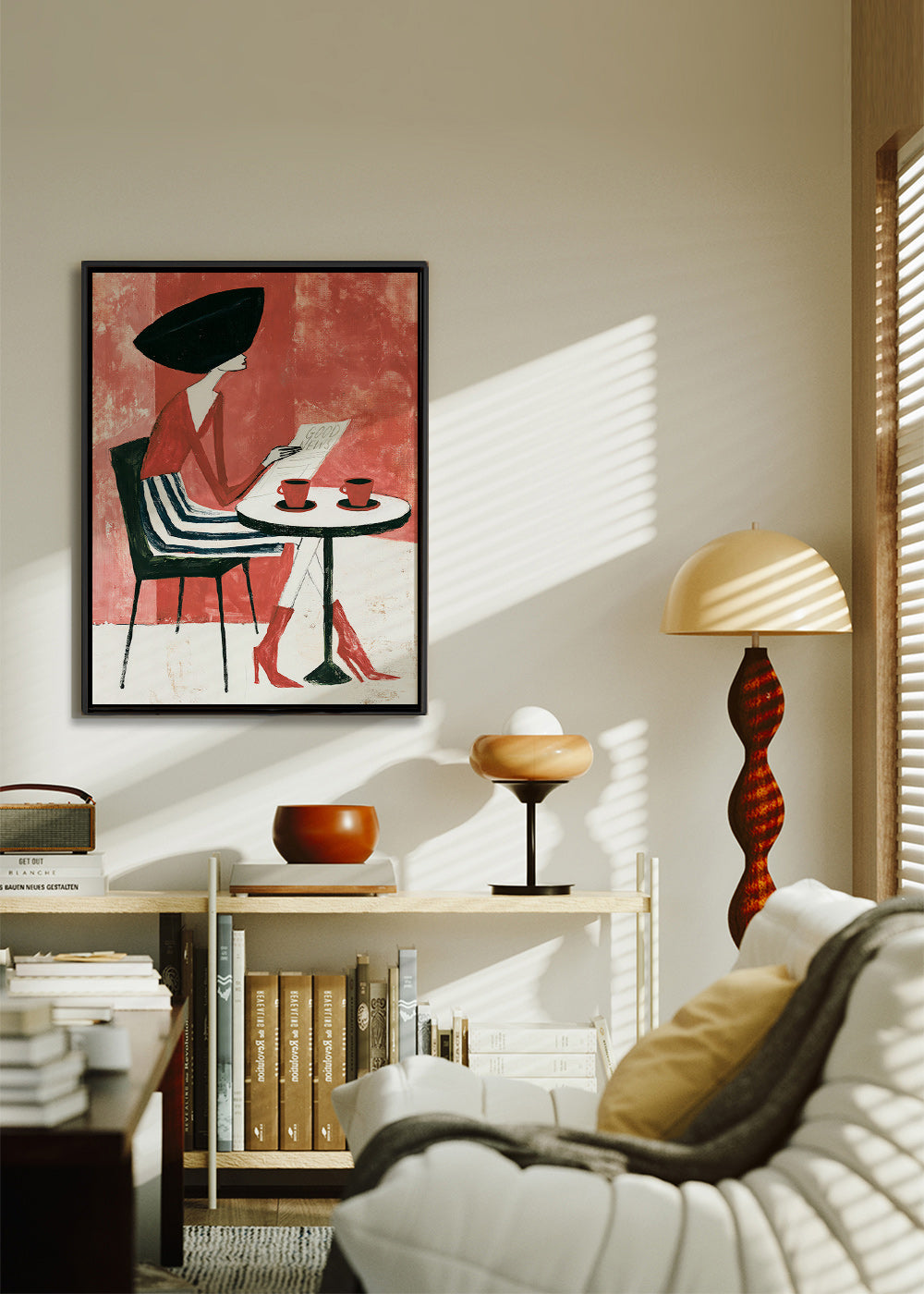 Art de cuisine femme au café