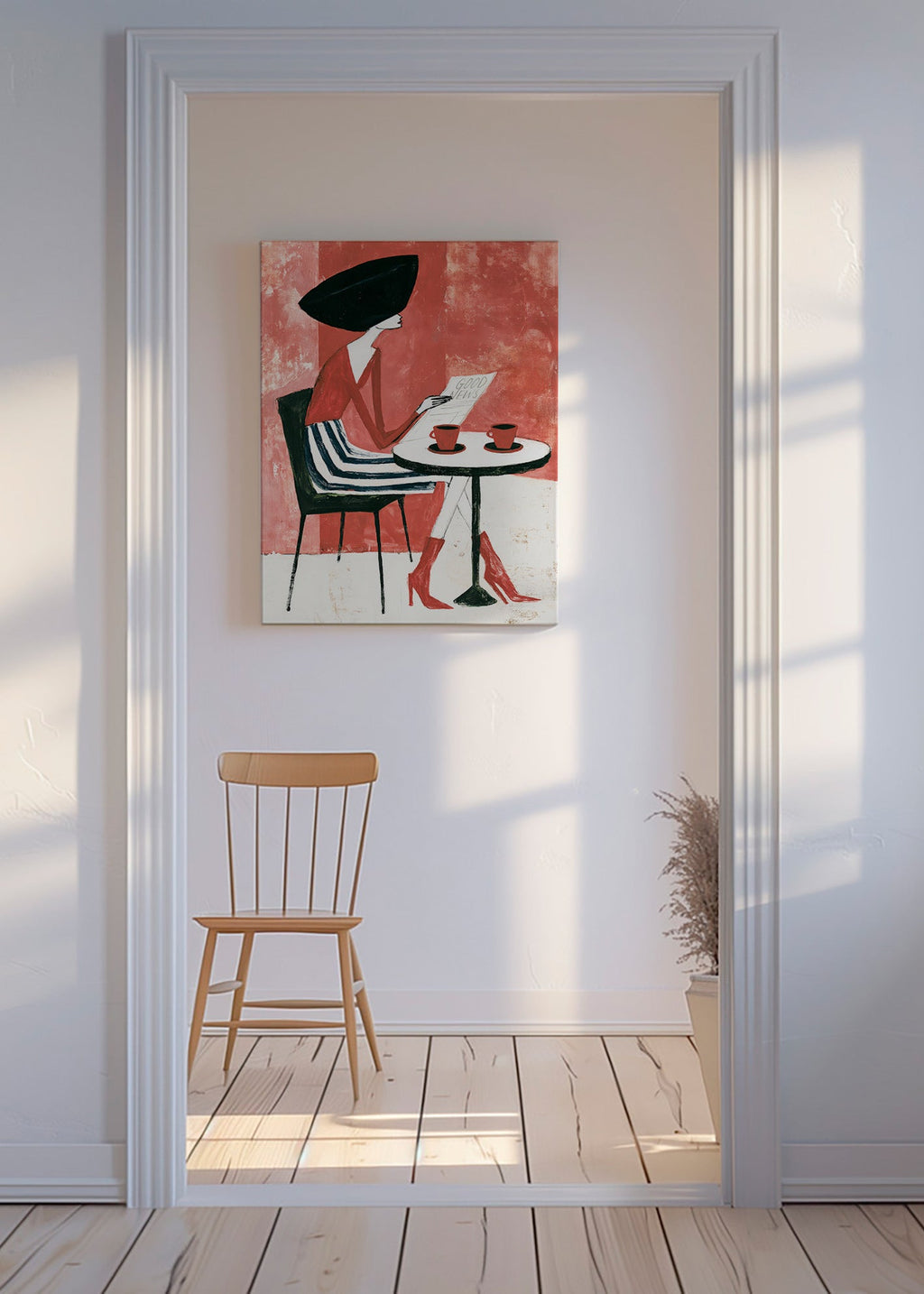 Art de cuisine femme au café