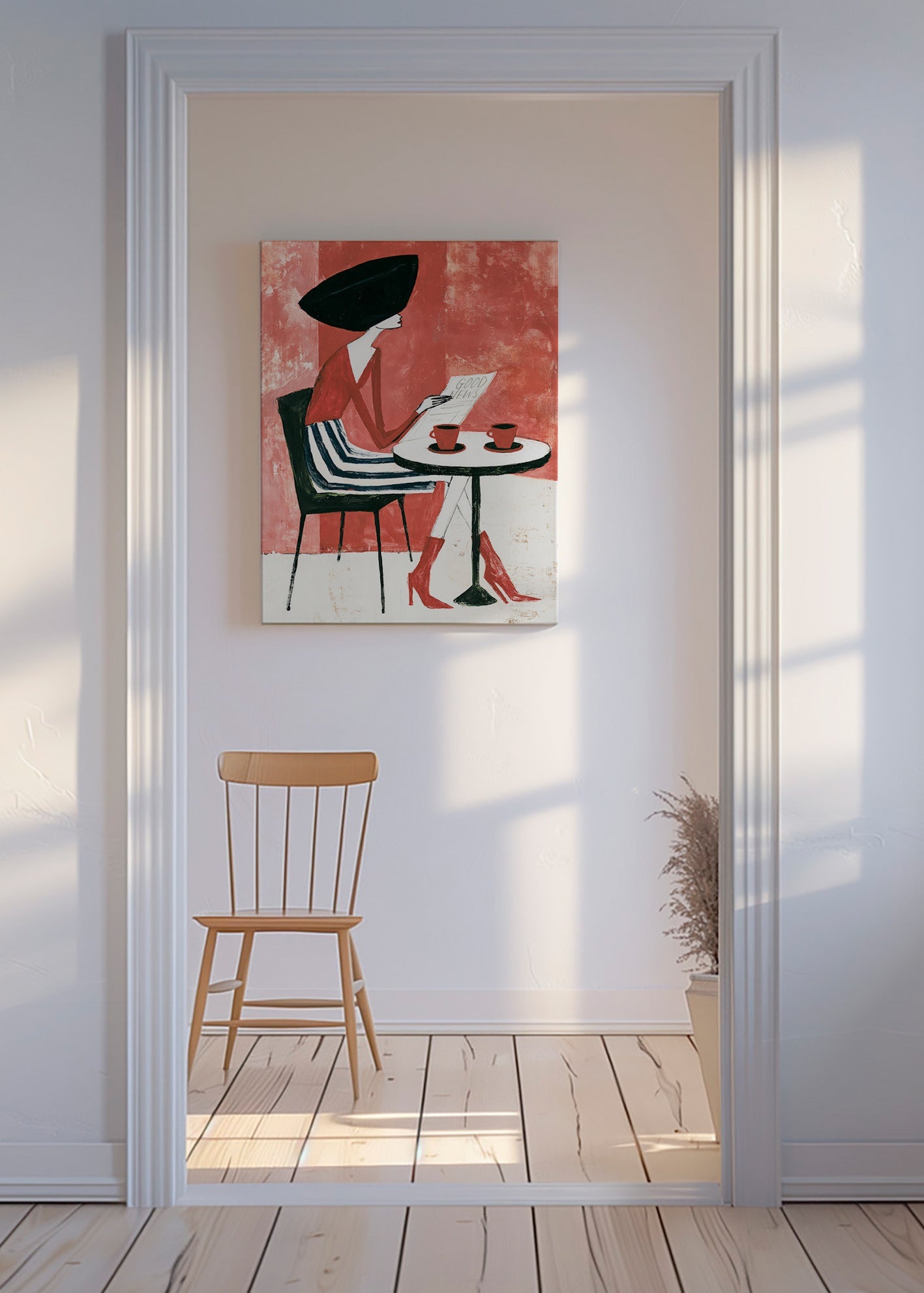 Art de cuisine femme au café