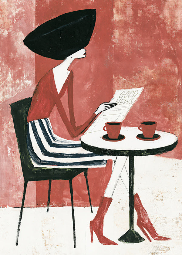 Art de cuisine femme au café