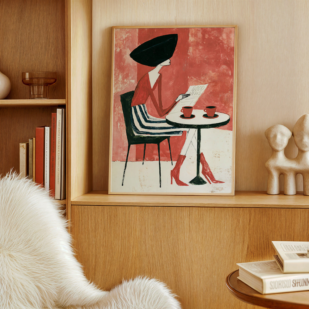 Art de cuisine femme au café